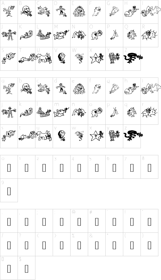 KillMeCraig font character map