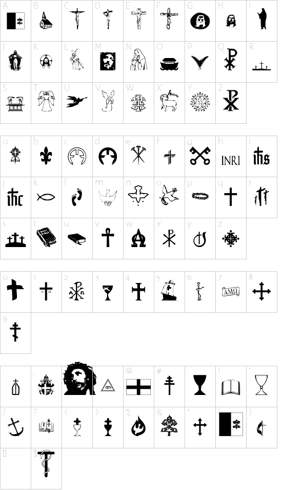 Christendom font character map