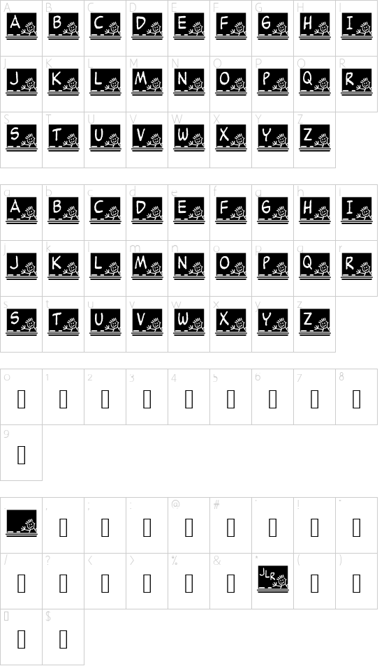 JLR School Slate font character map