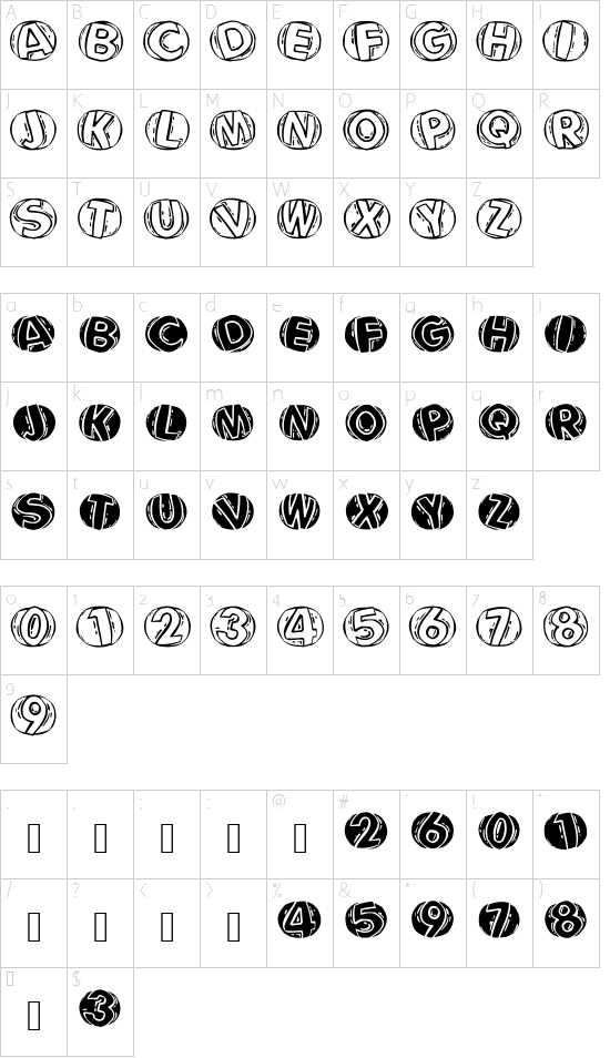 LinoCapsAR font character map