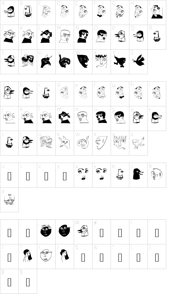 MiszellenThree font character map