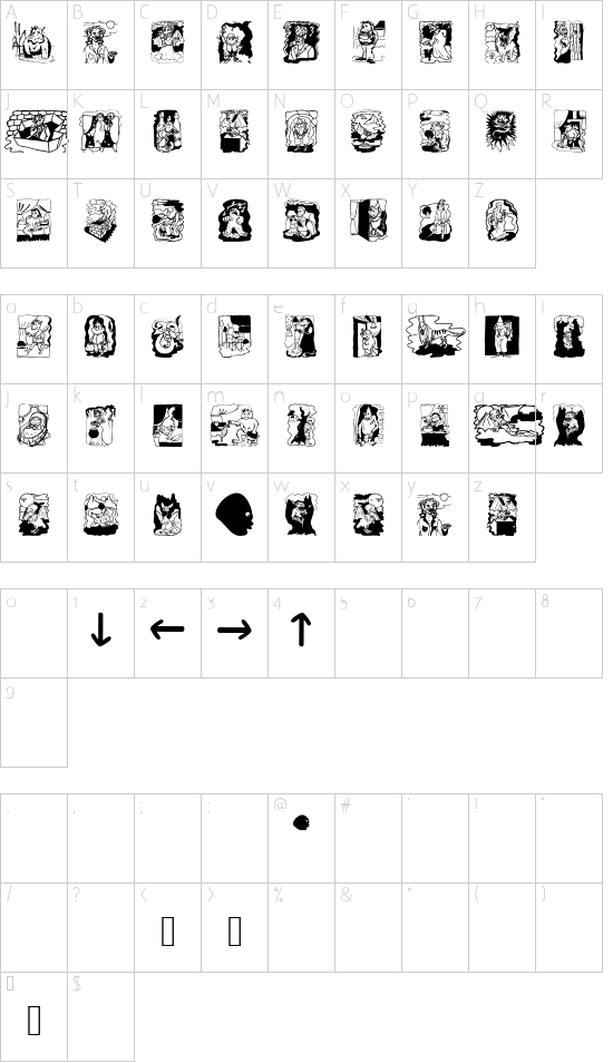 NiceNeighbours02 font character map