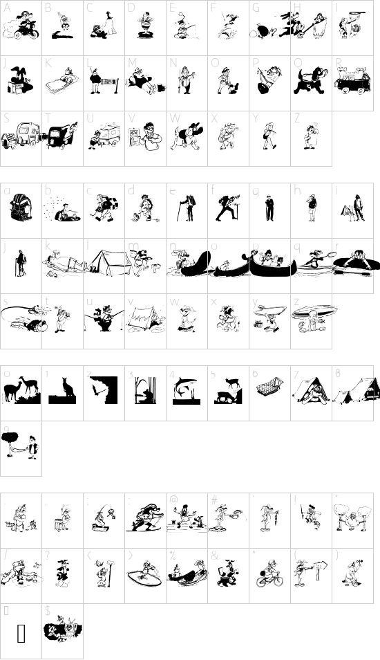 Outside font character map