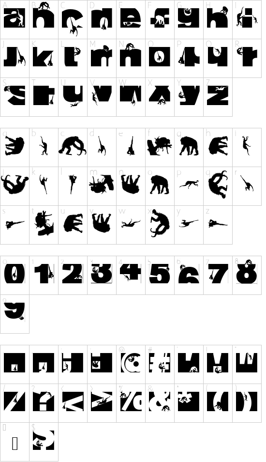 TypoApish font character map