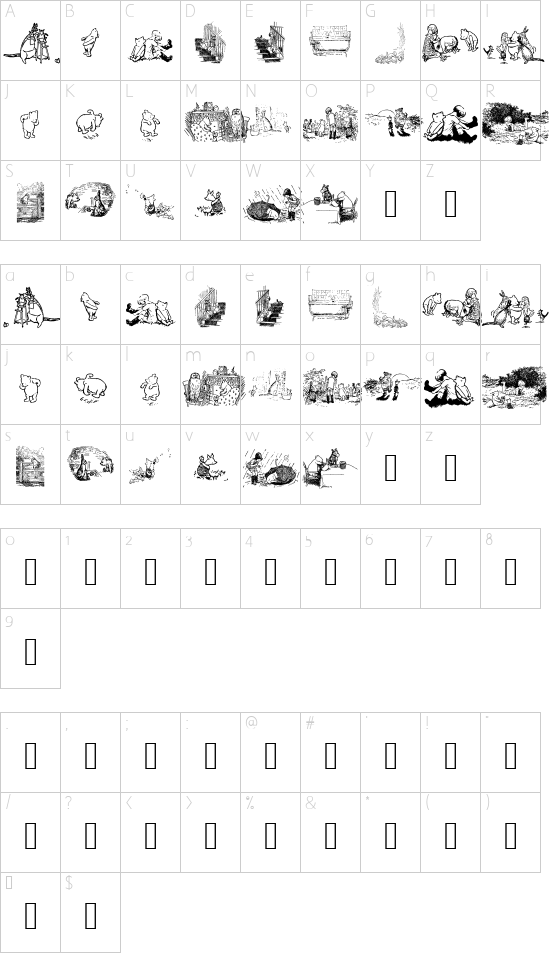 001 Pooh Classic Dings font character map