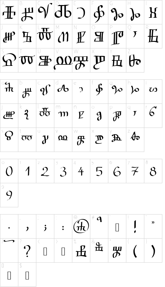 Kr*ka notarska *kola2 font character map