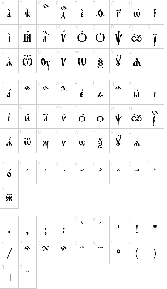 Orthodox.tt Ucs8 font character map
