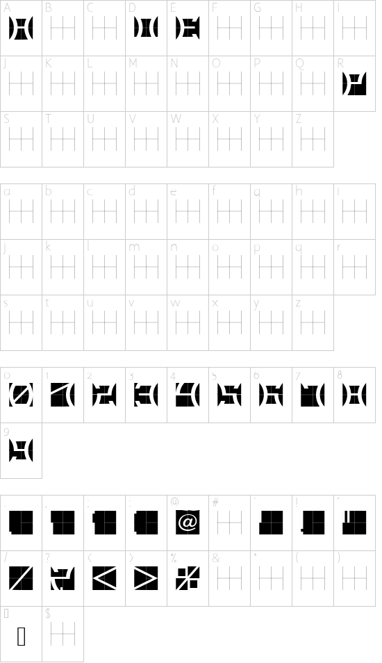 RADE_07 font character map