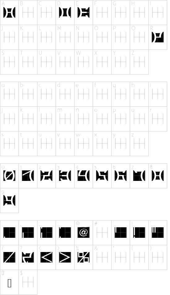 RADE_09 font character map