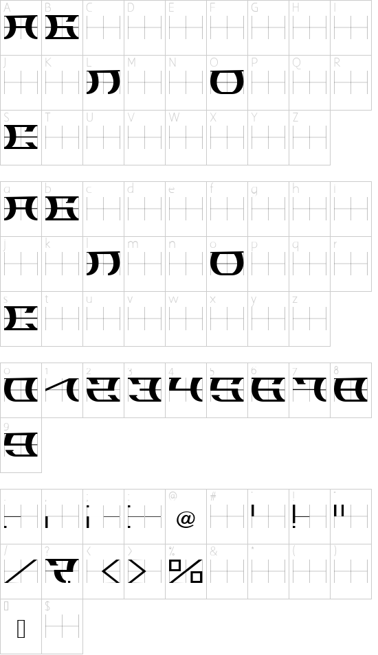 SLOBA_05 font character map