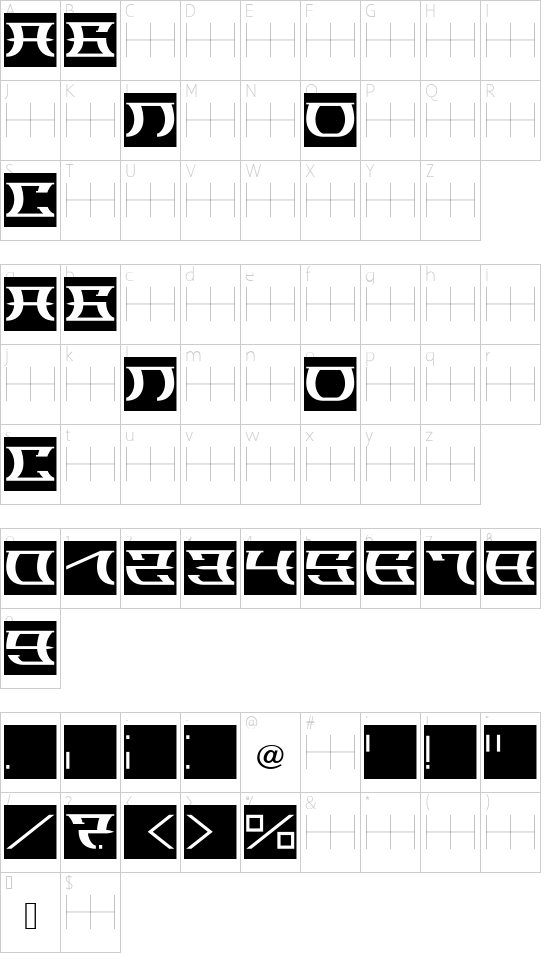 SLOBA_11 font character map