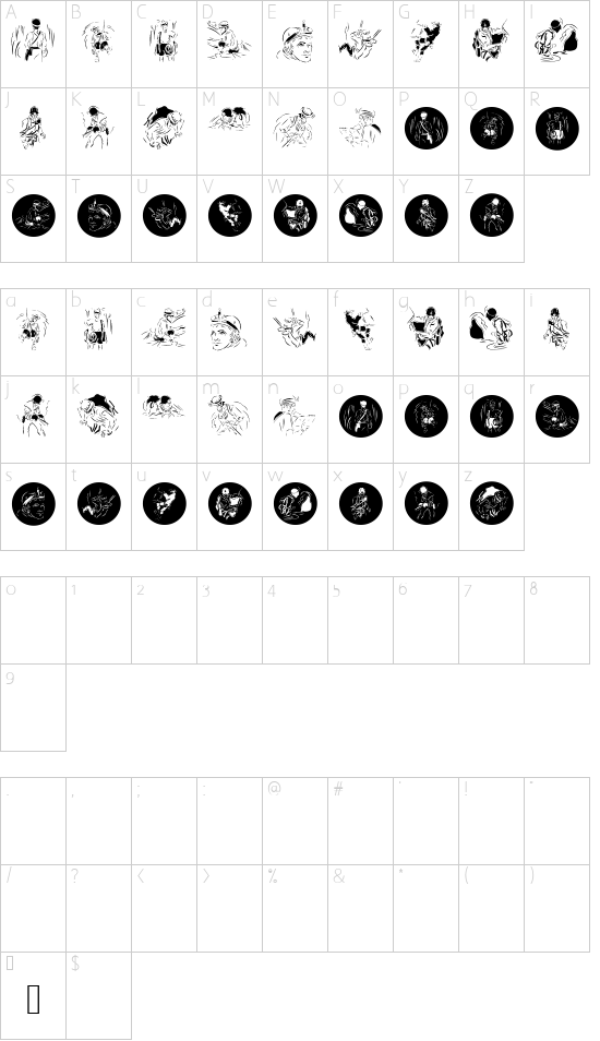 Climbers2005 font character map