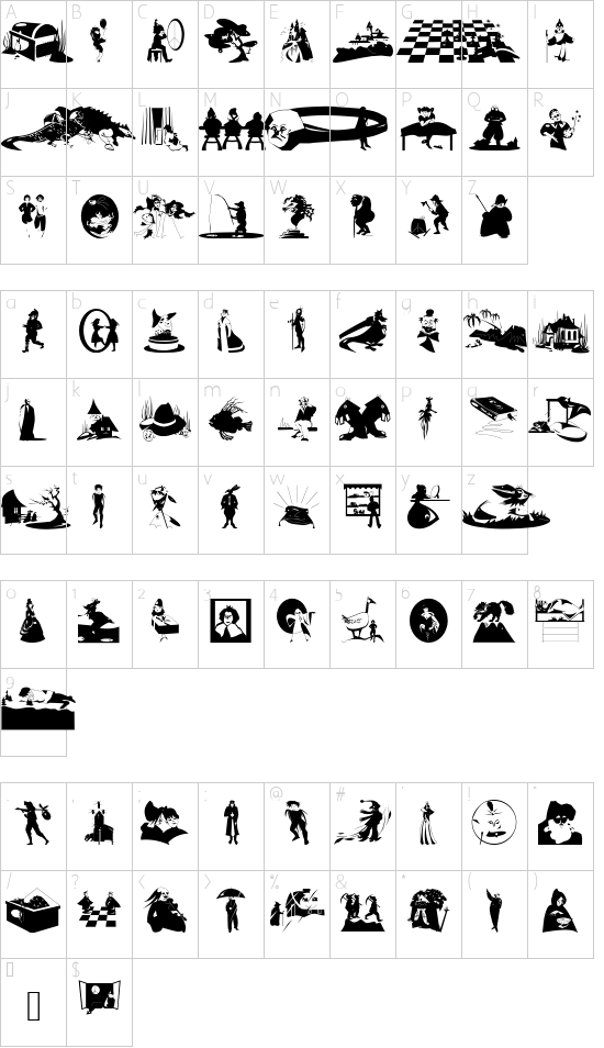 MagicBats font character map