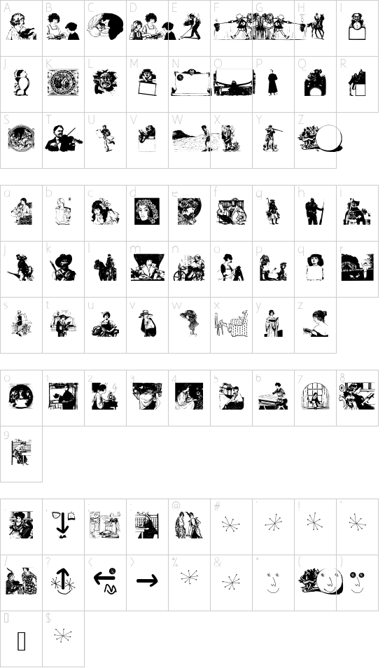 OldFashionedClichees font character map