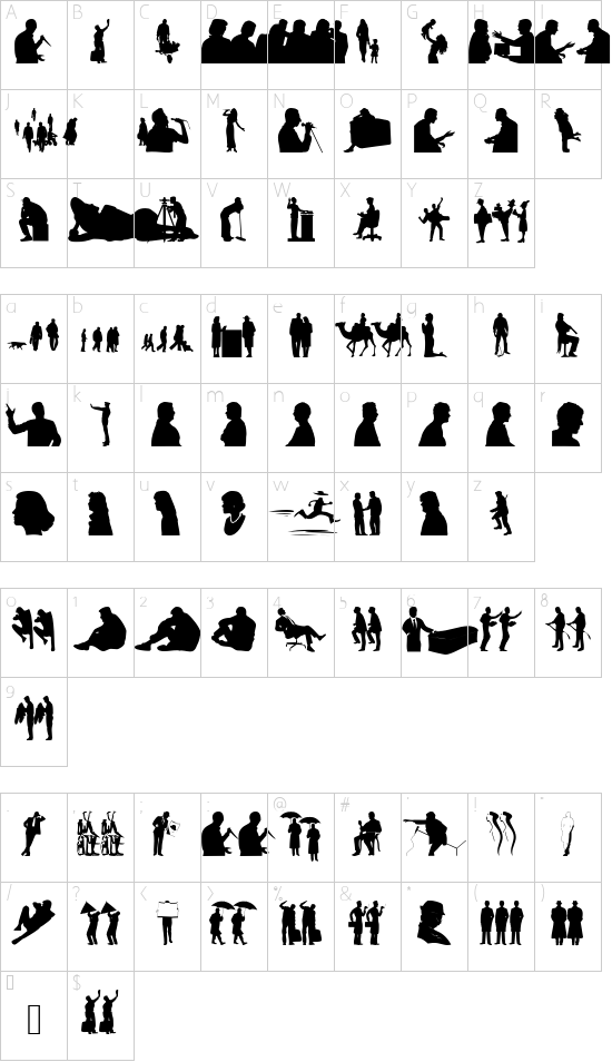 OtherPeople font character map