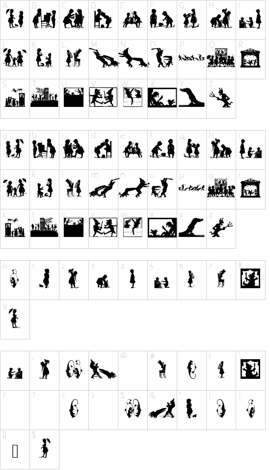 PlayingChildren font character map