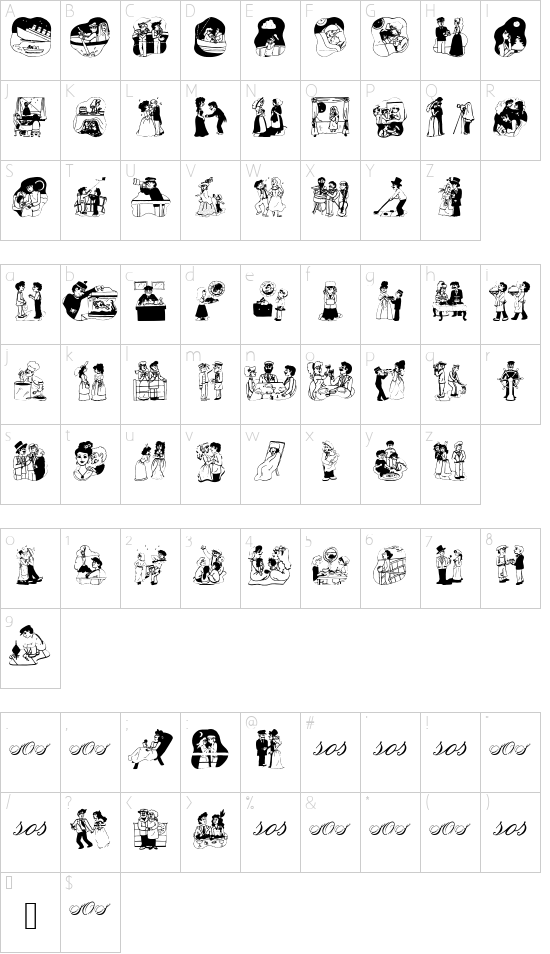 SwimmingHotelTitanic font character map