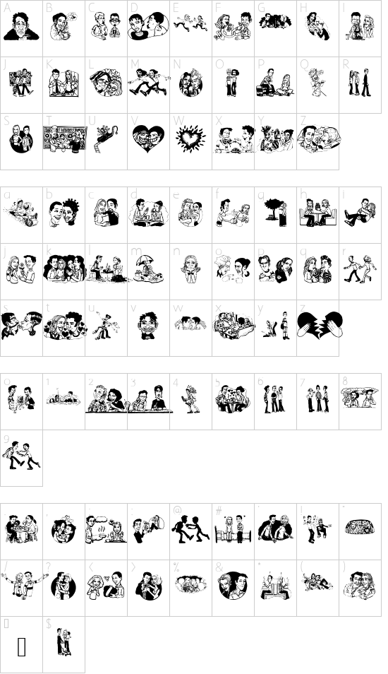 YouAndMe font character map
