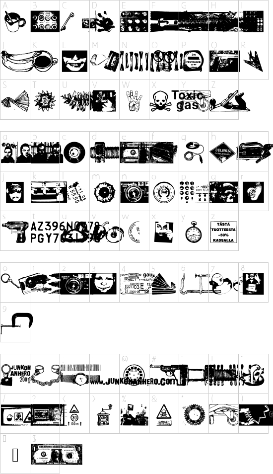 Waving My Arms in the Air font character map
