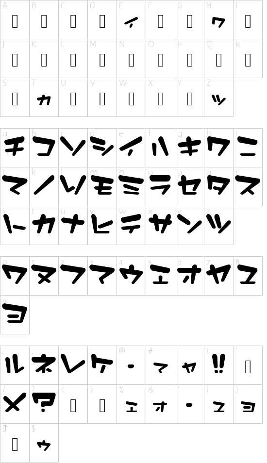 EosK font character map