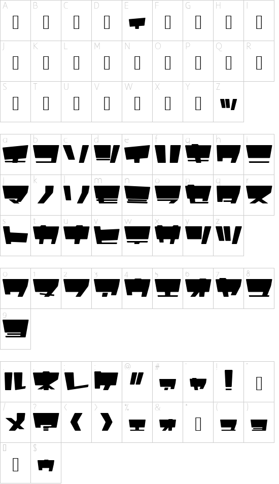 HyperLalabellJN font character map