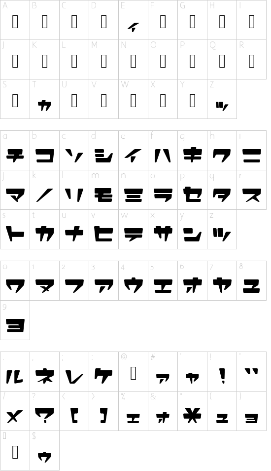 SuperLovelyN font character map