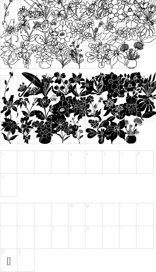 DT Flowers 2 font character map