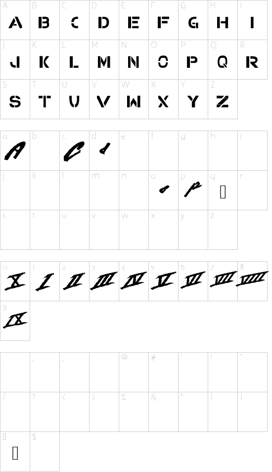 Beverly Hills Cop font character map