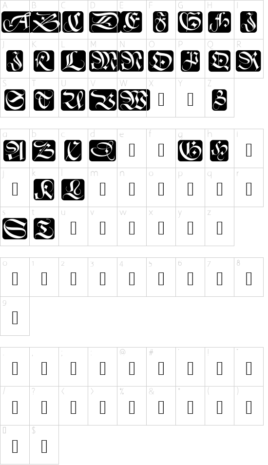 SchneidlerSolitaires font character map