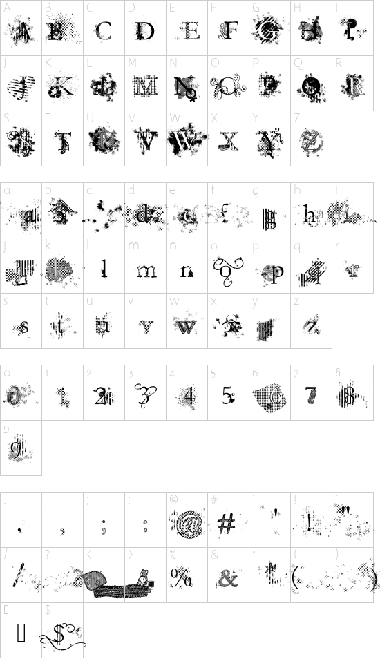 Jellyka  Evan & Estrya font character map