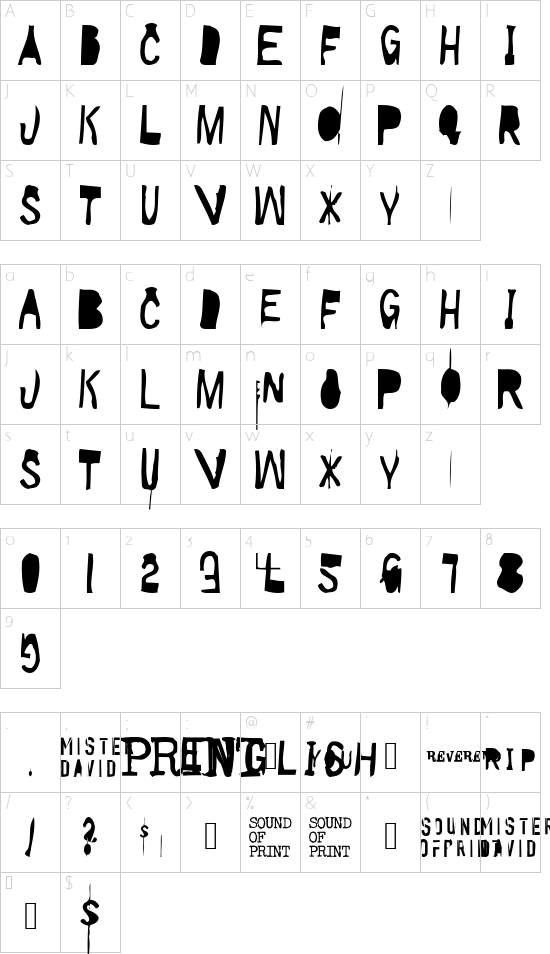 WalkieTalkie font character map