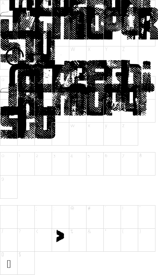 FT 3 the hard way Overrun font character map