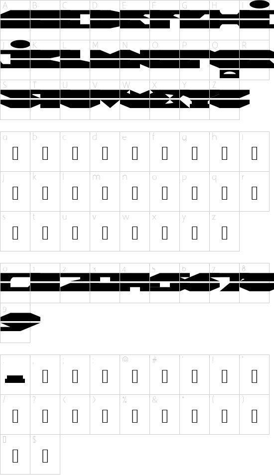 00ne Nutech Regular font character map