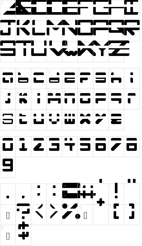  advanced Regular font character map