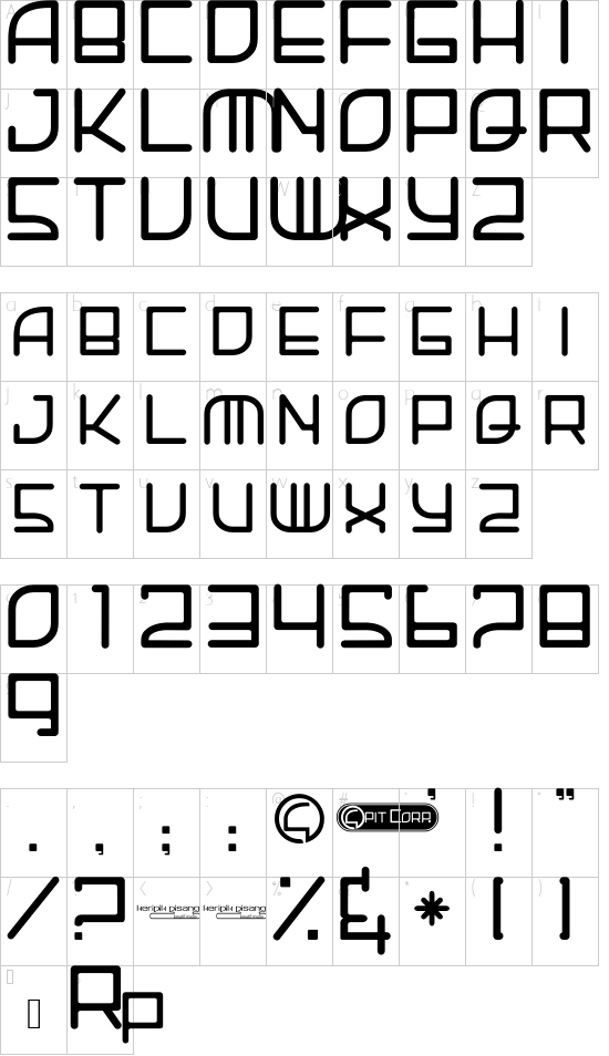 Zif-ha2 font character map