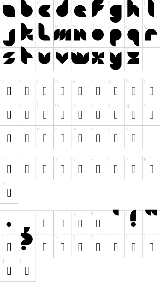 Lovestructured Regular font character map