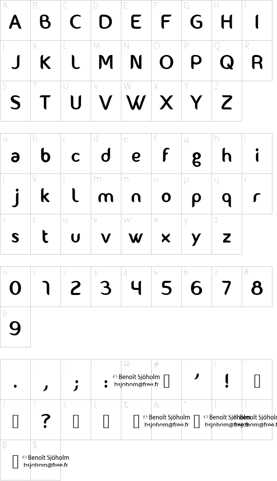 Fontastique font character map