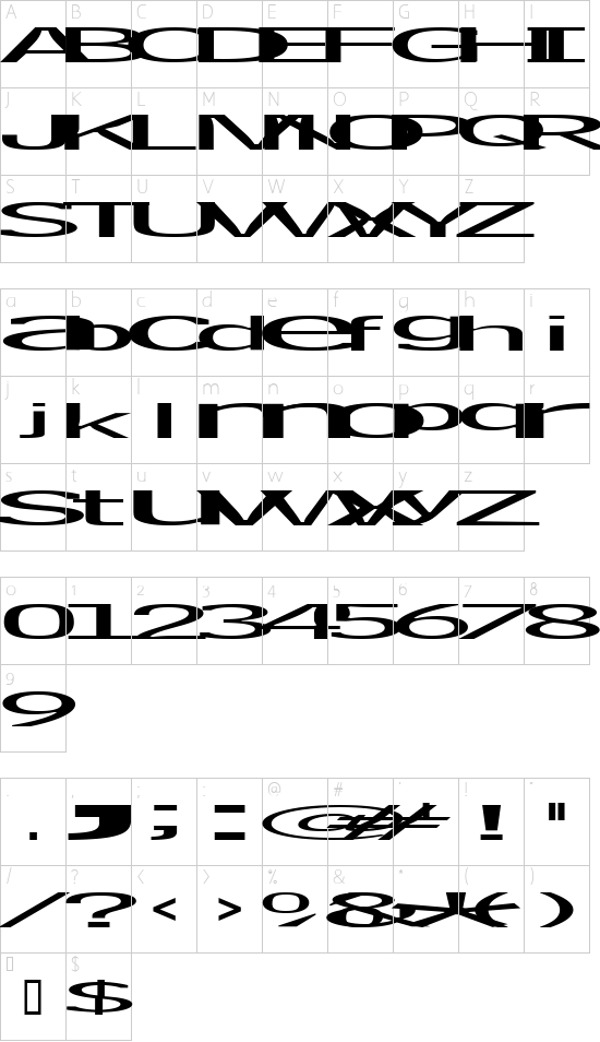 plakativo font character map