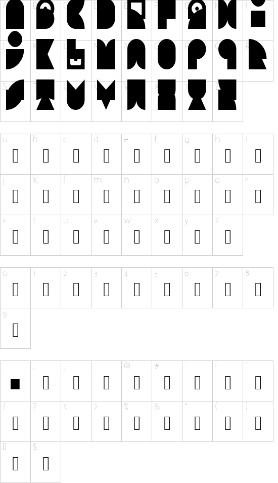 00ne Minix Art Deco 2 Regular font character map