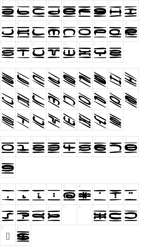Mischstab Sugar Sweet font character map