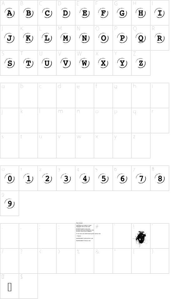 Carbon Lullaby  font character map