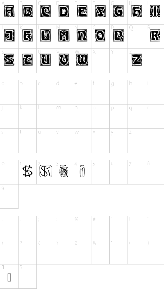 KinigsteinKaps font character map