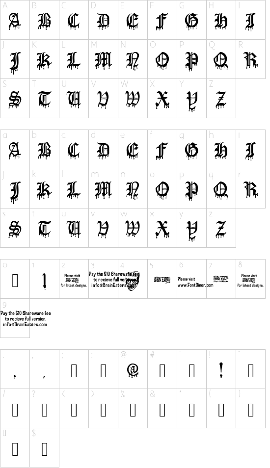 Blood Of DraculaSW font character map