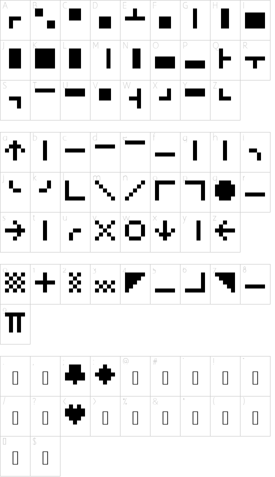 Elbow-c64 font character map