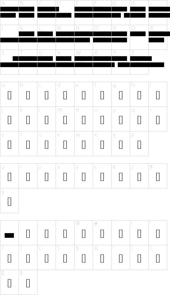 00ne A la Neoqueto Regular font character map