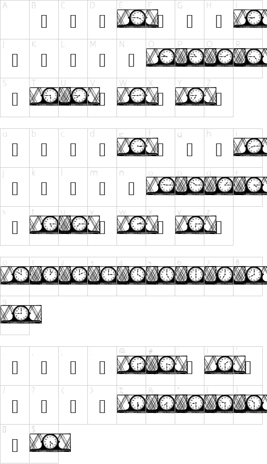 12hours font character map