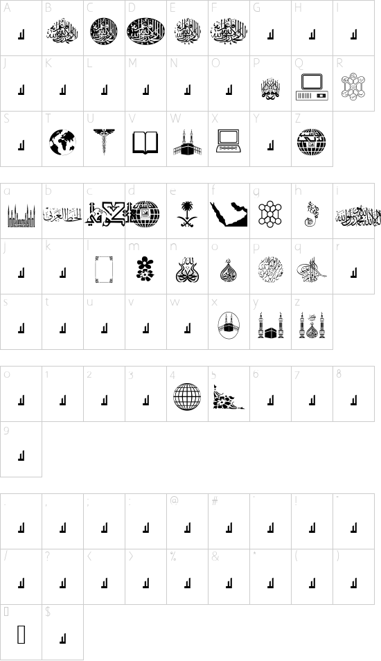 MCS Mix. font character map