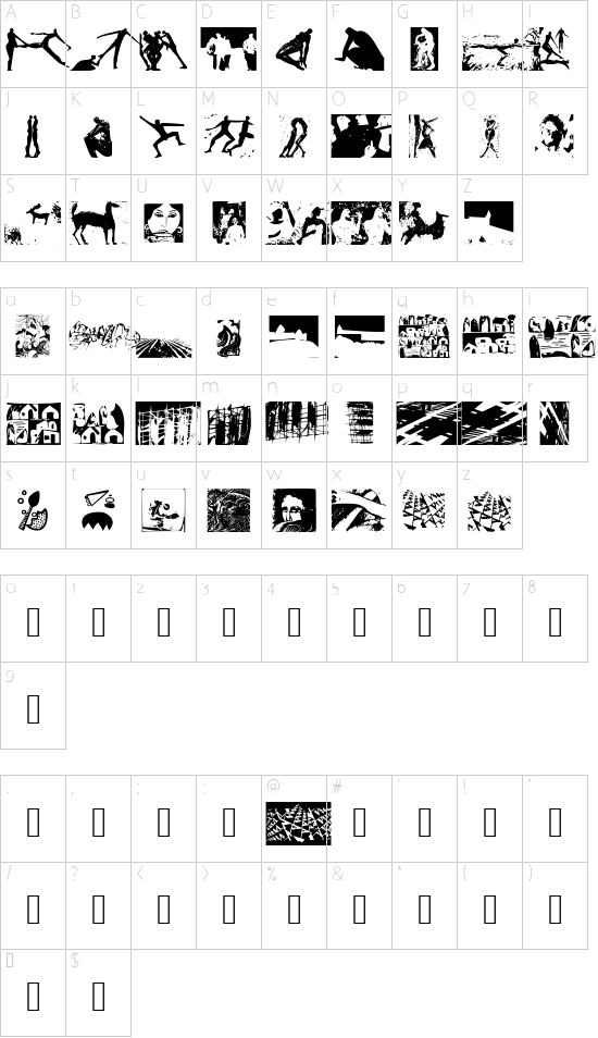 ArtGoesPixeled font character map
