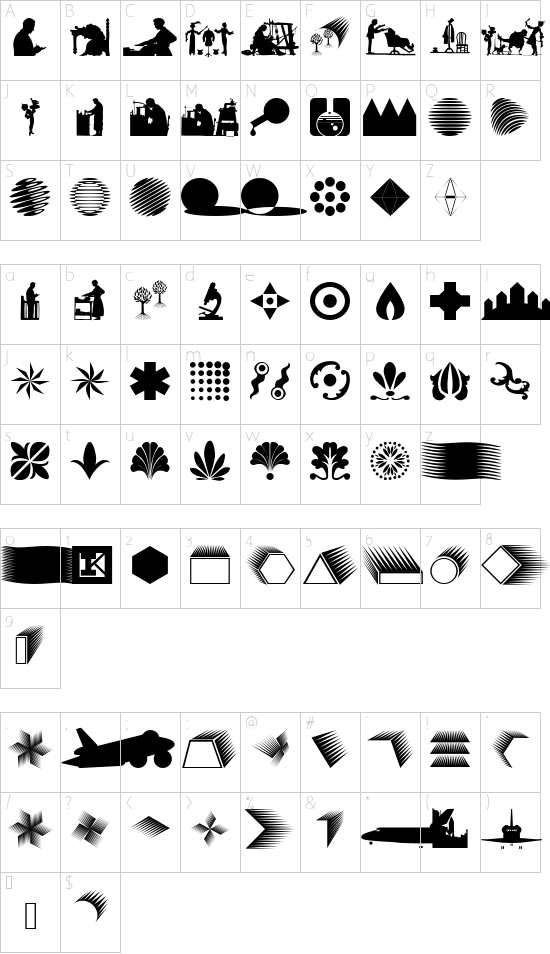 AbstractConcretLogo font character map