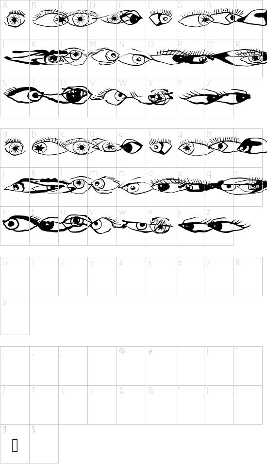 AugenEyes font character map